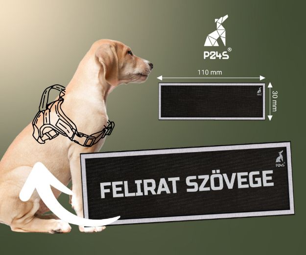 Kép P24S® tépőzáras egyedi felirat, kicsi, 110x30 mm - Fehér kerettel - 1 darab