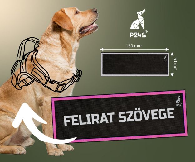 Kép P24S® tépőzáras egyedi felirat, nagy, 160x50 mm - Pink kerettel - 1 darab